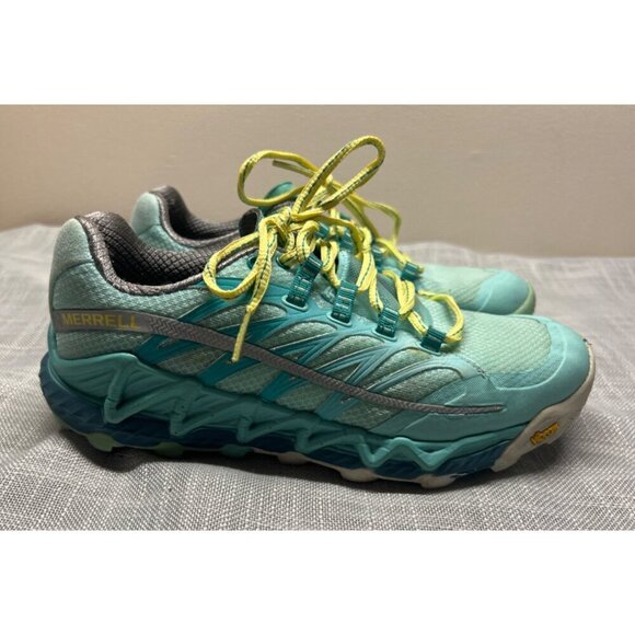 Merrell Womens All Out Peak Performance Vibram Size 6 Sea Blue Adventurine - Picture 1 of 7